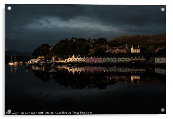 First sunlight catches Portree quay Acrylic by Richard Smith