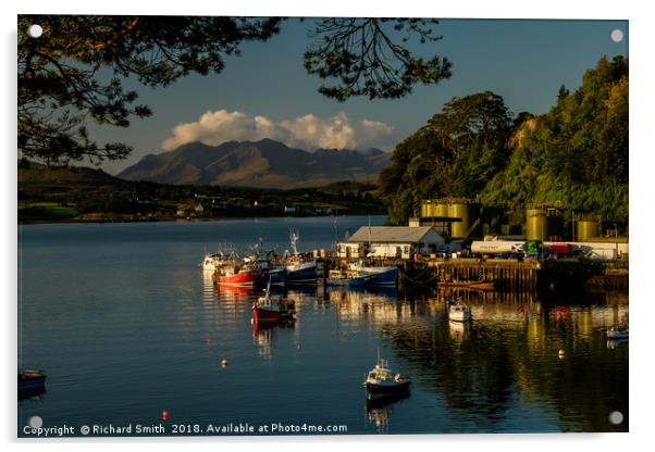 Southerly early morning view down Loch Portree  Acrylic by Richard Smith