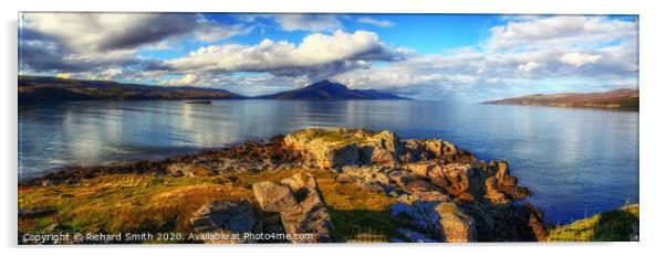 A northward view up the Sound of Raasay. Acrylic by Richard Smith