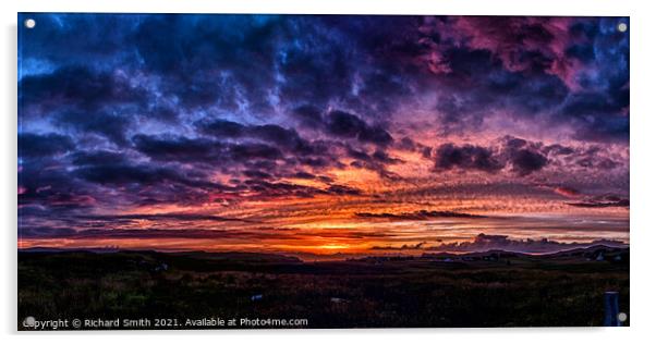 A summer sunset panorama over the outer isles taken from the Isle of Skye Acrylic by Richard Smith