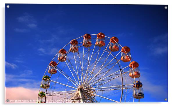 Big Wheel, Blue Sky Acrylic by Vicky Mitchell