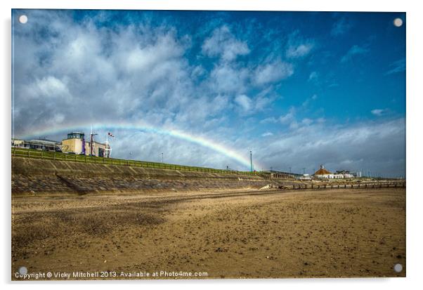 Rainbow at Aberdeen Beach Acrylic by Vicky Mitchell