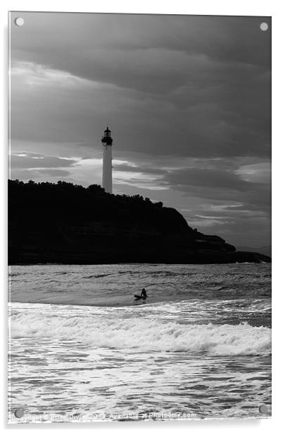 Surfer in Biarritz Acrylic by Brian O'Dwyer