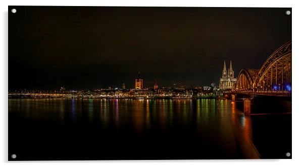 Cologne Dom and Rhine Acrylic by Brian O'Dwyer