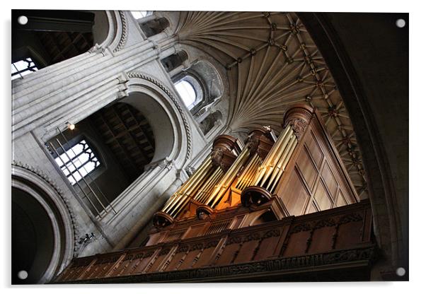 The Organ Pipes Of Norwich Carhedral Acrylic by Mark Lee