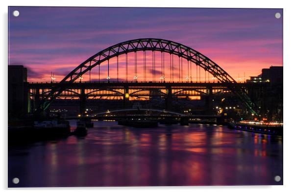 Tyne Bridge Sunset Acrylic by Michael Thompson
