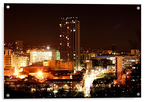 Sheffield City by Night Acrylic by carl wood