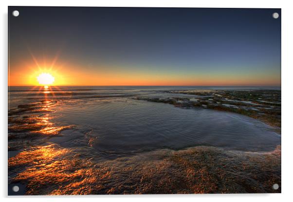 Sunlit Rock Pool Acrylic by Stuart Gennery