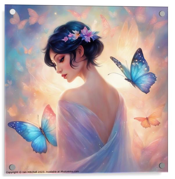 Butterfly Dream Girl Acrylic by Ian Mitchell