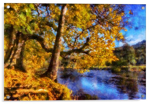 Autumn River  Acrylic by Ian Mitchell