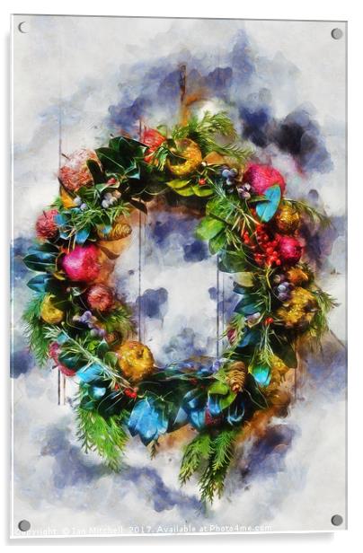 Christmas Wreath Acrylic by Ian Mitchell