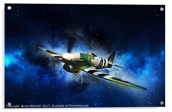 Spitfire Night Flight Acrylic by Ian Mitchell