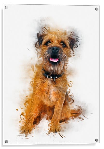  Border Terrier Acrylic by Ian Mitchell
