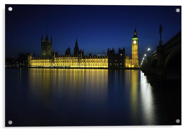 Parliament at Night Acrylic by Matthew Train