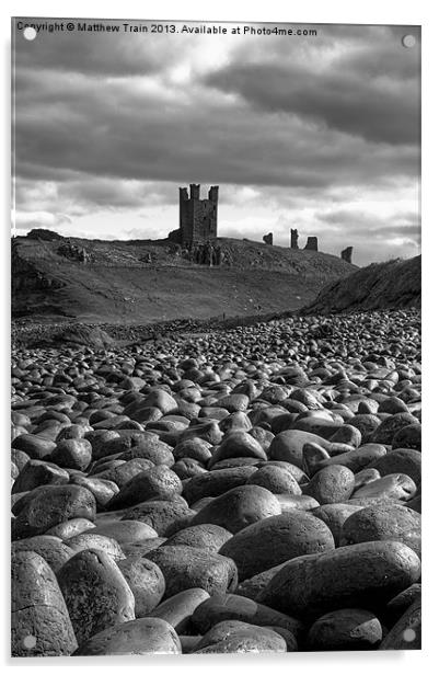 Dunstanburgh Castle Rocks Acrylic by Matthew Train