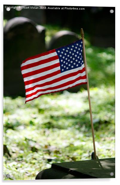 US Flag at St Pauls Chapel Acrylic by Stuart Vivian