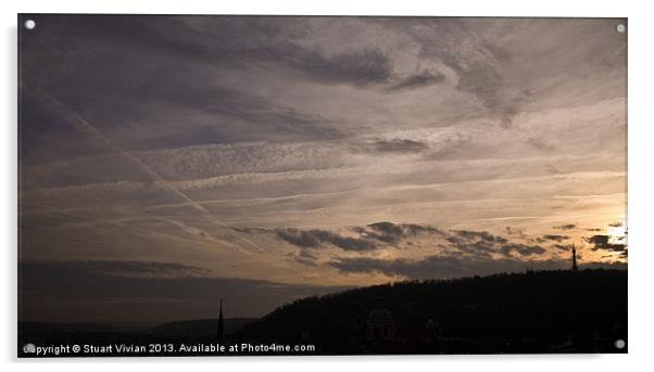 Prague Sunset Acrylic by Stuart Vivian