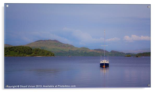 Boat on Loch Lomond Acrylic by Stuart Vivian