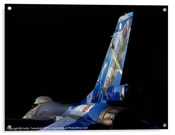 Belgian F-16 Tail art Acrylic by Keith Campbell