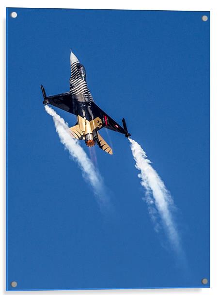 F-16 Solo Turk Smoking Climb Acrylic by Keith Campbell