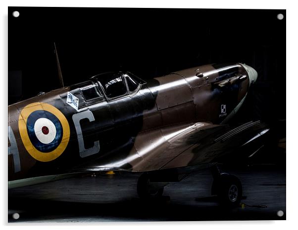 Spitfire in the shadows Acrylic by Keith Campbell