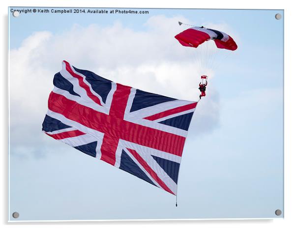 Red Devils Parachute Team - Patriotic Acrylic by Keith Campbell