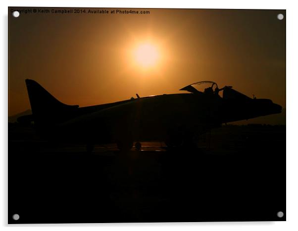  RAF Harrier ZD402 at dawn Acrylic by Keith Campbell
