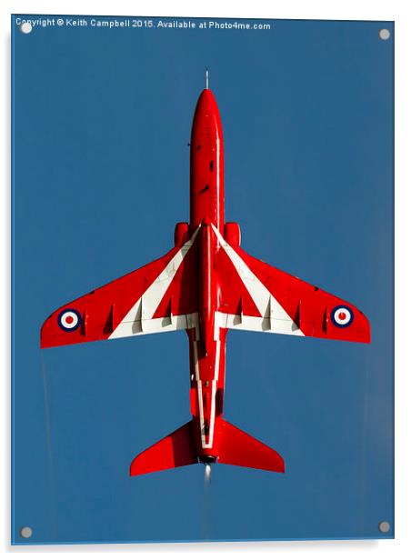  Red Arrow climbing skywards - profits to RAFBF. Acrylic by Keith Campbell