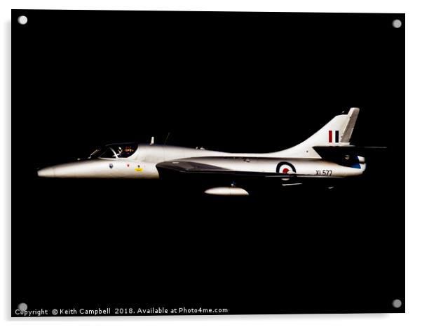 Silver Hawker Hunter XL577 Acrylic by Keith Campbell