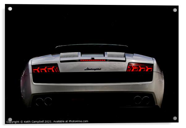 White Lamborghini Acrylic by Keith Campbell