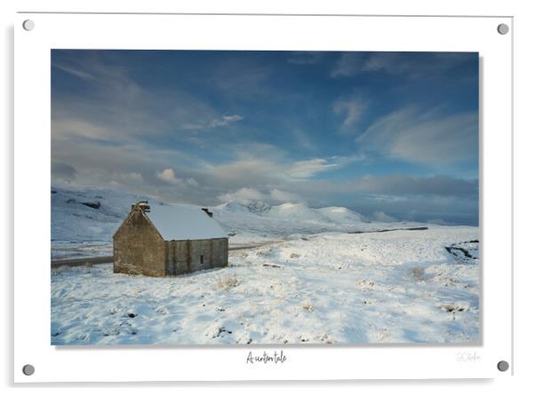 A winters tale.  Old home in the Scottish highlands in winter Acrylic by JC studios LRPS ARPS
