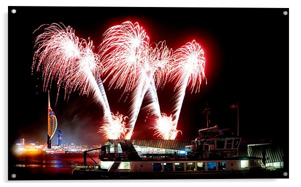 Gunwharf Fireworks display at Portsmouth harbour. Acrylic by JC studios LRPS ARPS