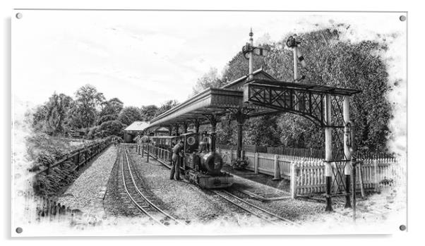 Exbury Garden Train station in pencil Acrylic by JC studios LRPS ARPS