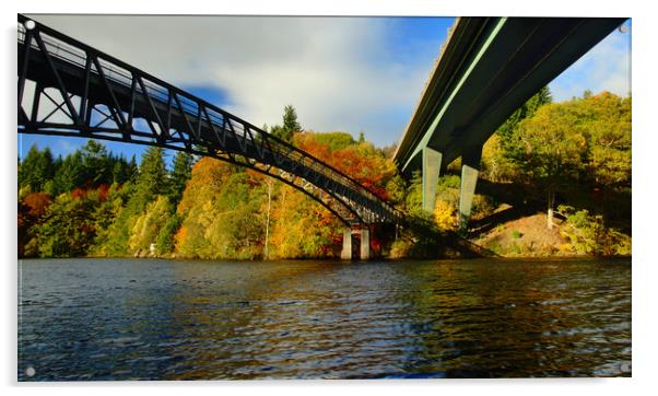 Two bridges in Autumn Acrylic by JC studios LRPS ARPS