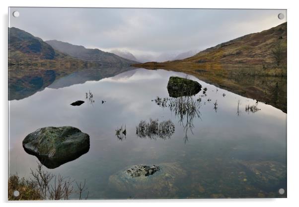 Loch Arklet reflection and snow capped Mountains Acrylic by JC studios LRPS ARPS