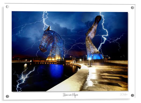 Storm over Kelpies Acrylic by JC studios LRPS ARPS