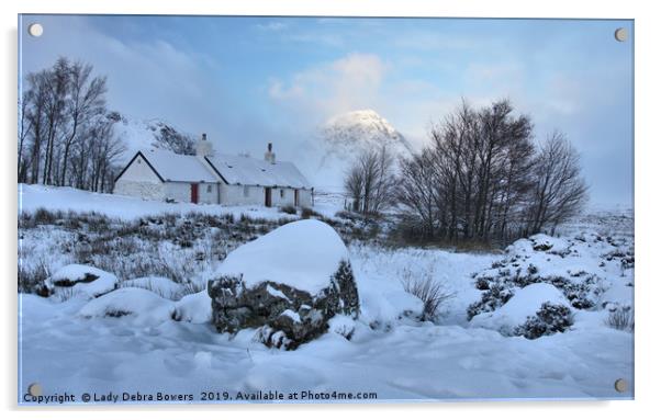 Blackrock Cottage at Glencoe  Acrylic by Lady Debra Bowers L.R.P.S