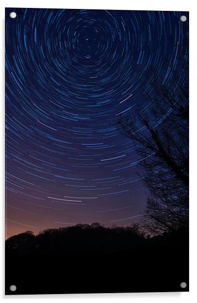 Star trails over Knypersley Pool, the unseen beaut Acrylic by