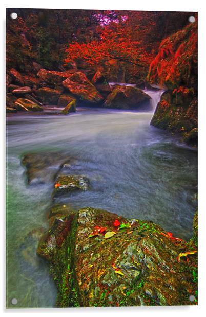 Watersmeet Lynton & Lynmouth Acrylic by Stephen Walters