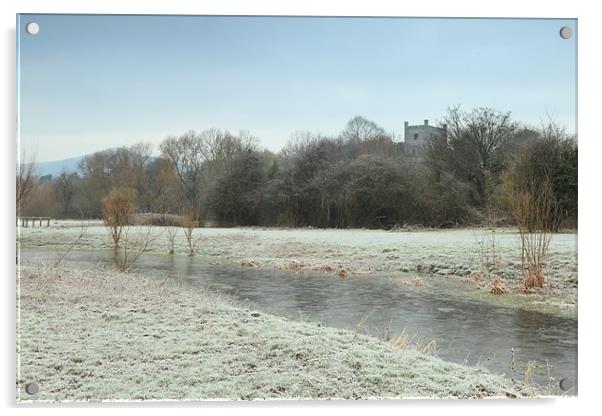 Abergavenny Castle Wales frozen Acrylic by simon powell
