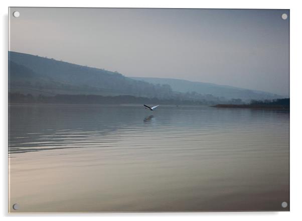 dawn on llangorse lake brecon beacons Acrylic by simon powell