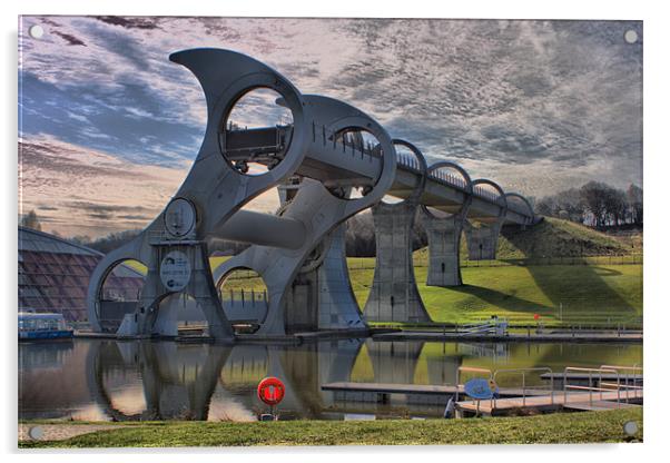 The Falkirk Wheel Acrylic by Tommy Reilly
