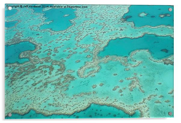 Looking down on the Great barrier reef  Acrylic by Jeff Hardwick