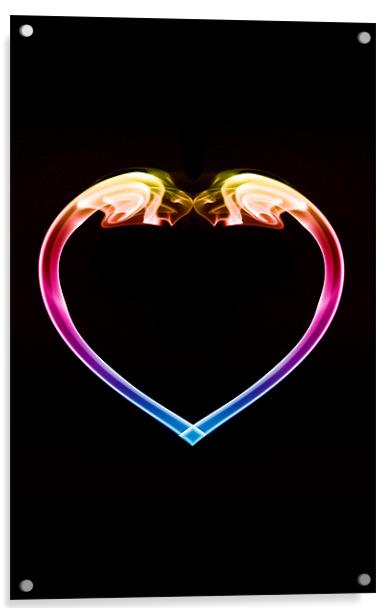 Coloured heart on black Acrylic by Steve Purnell