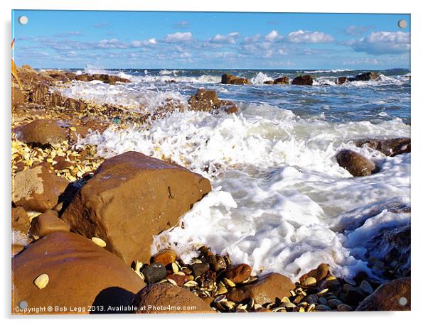 Frothy seas Fife Acrylic by Bob Legg