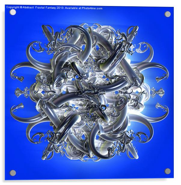 Horned circle blue Acrylic by Abstract  Fractal Fantasy