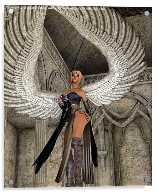 Fantasy winged female Acrylic by Abstract  Fractal Fantasy