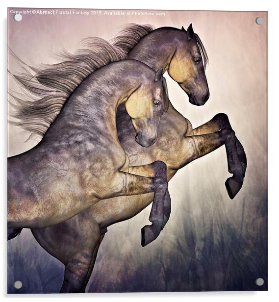  Two Stallions Acrylic by Abstract  Fractal Fantasy