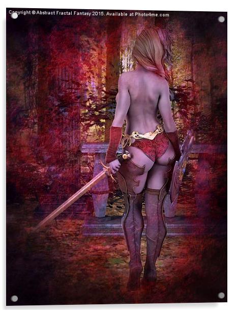  It's Not my Time - Fantasy nude warrior girl Acrylic by Abstract  Fractal Fantasy