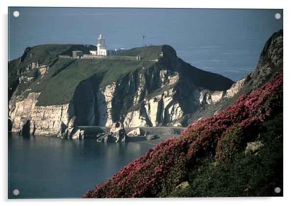 Lundy Island, Devon, lighthouse Acrylic by Celia Mannings